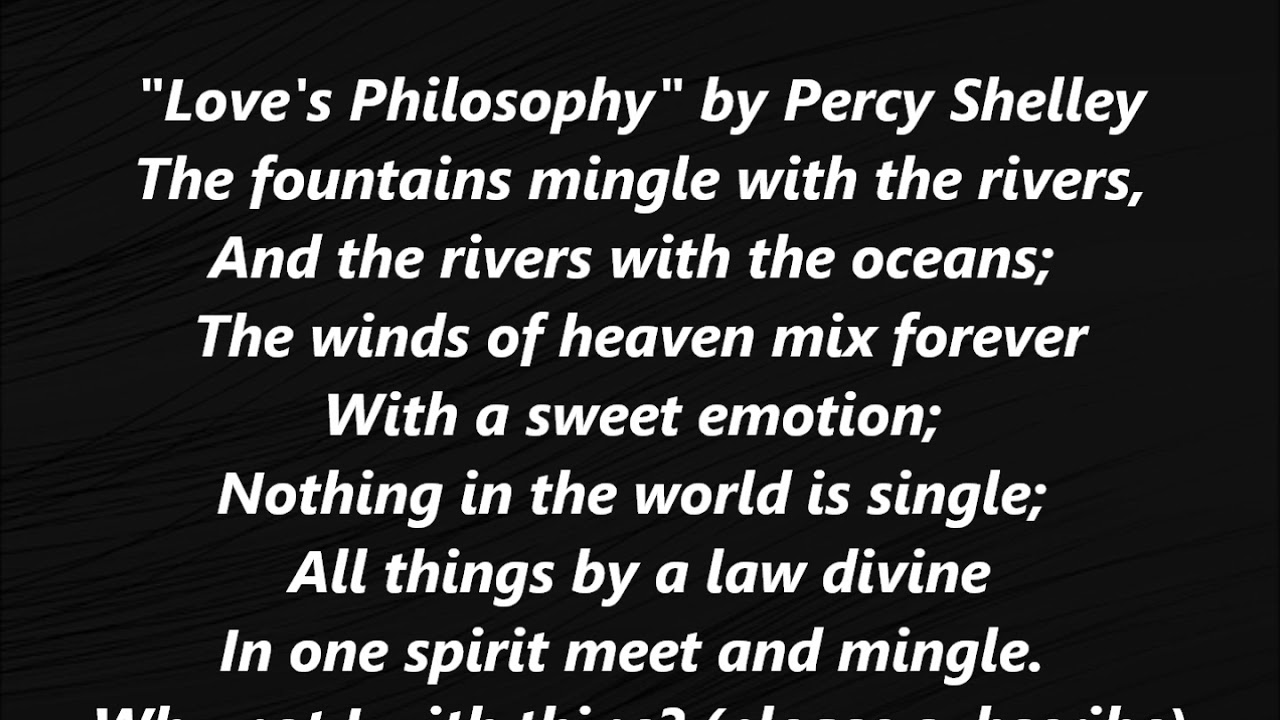 LOVE'S PHILOSOPHY poem by Percy Shelley Lyrics Words Read along