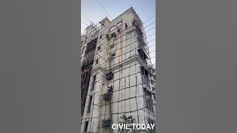 Building Repairing Bamboo Scaffolding Work  Progress #CivilToday #civilengineering  #waterproofing