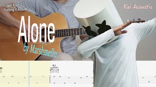 Download Lagu Alone(Marshmello) | Fingerstyle Guitar Tutorial TAB \u0026 Chords \u0026 Lyrics MP3