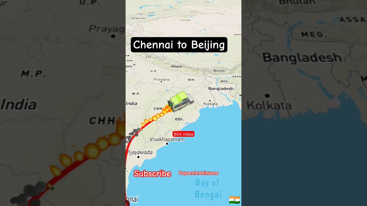 Chennai India to Beijing China travel map 🗺️🗾#map#india#china#shorts#travel#shortvideo#beijing✈️