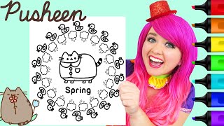 Coloring Pusheen Cat Spring | Markers