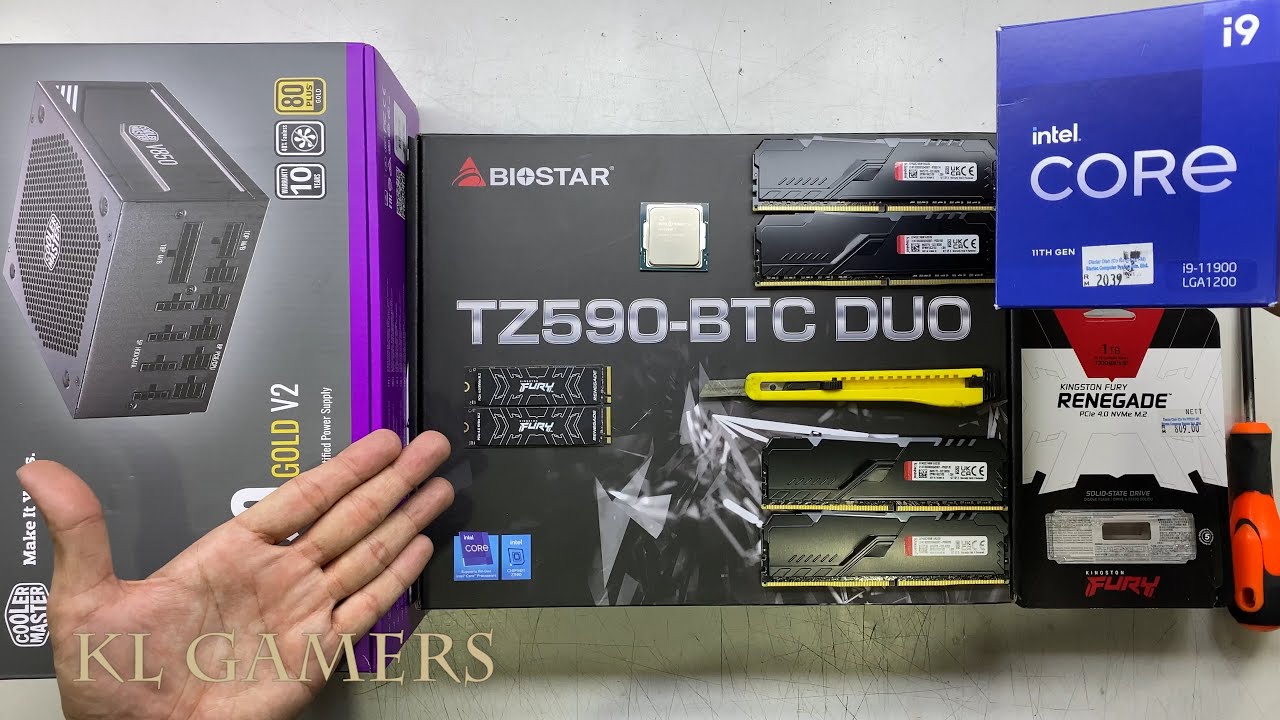 intel Core i9 11900 Biostar TZ590 BTC DUO ARGB NVMe RAID PC Build