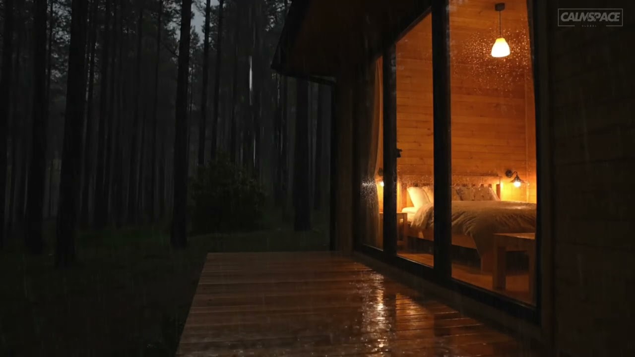 Midnight Heavy Rain in the Forest 🌧️ Dark Cabin Sleep Sounds
