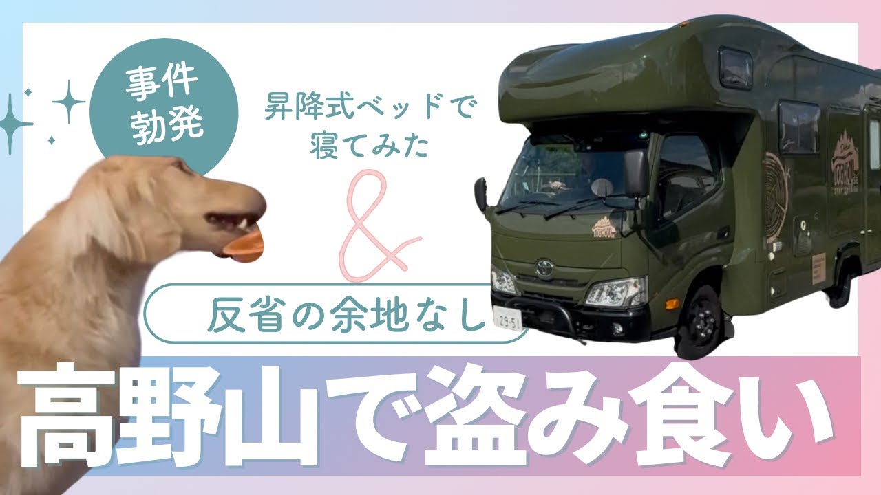 高野山で涼しい車中泊！昇降式ベッドで寝てみた 注)事件勃発/盗み食い