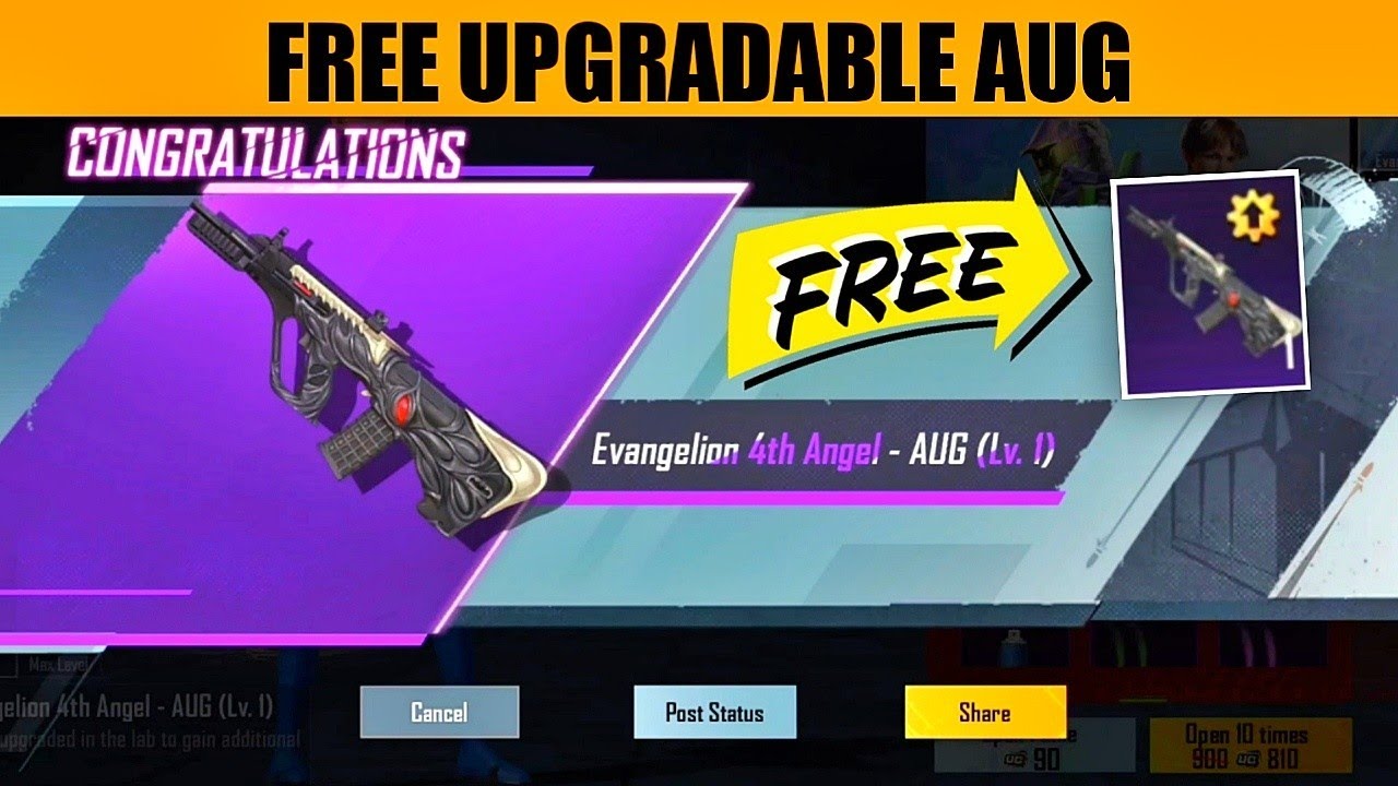 Get Free upgradable aug skin in Bgmi | Evangelion discovery event explain | Bgmi New lobby