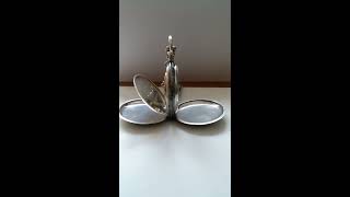 Silver double hunter pocket watch + silver chain