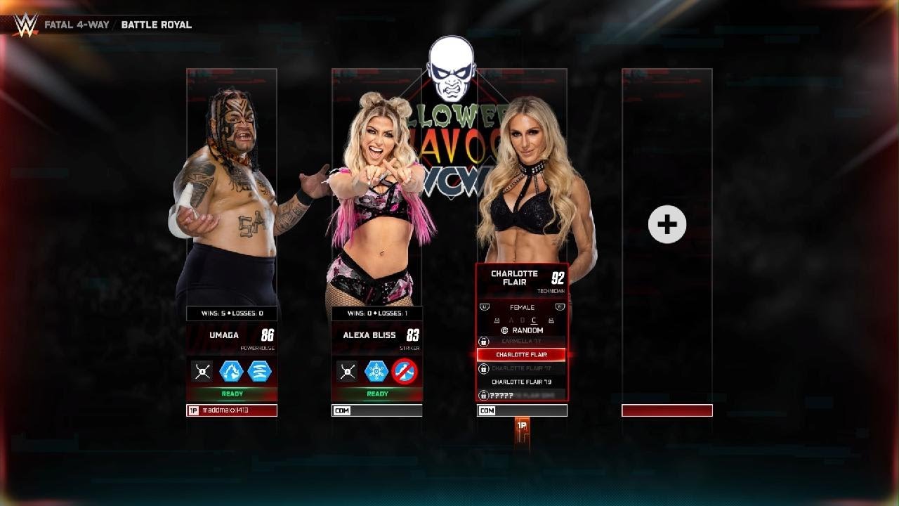 WWE 2K25 umaga battle royale  vs alexa bliss vs charlotte flair vs charlotte flair