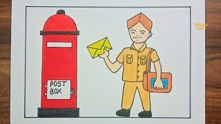 Post Box Drawing Post Man Drawingpost Office Drawinghow To Draw Postboxworld Post Day Drawing