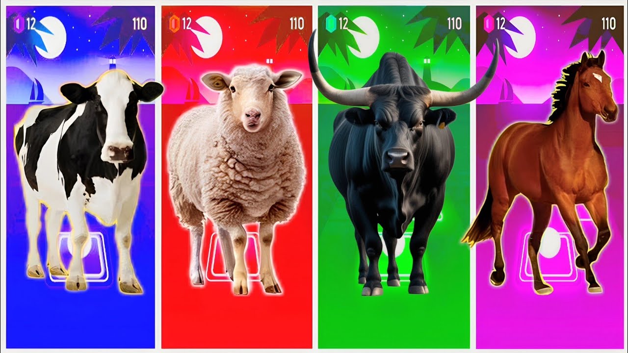 Funny Cow 🐄🆚 Funny Sheep 🐑🆚 Funny Bull 🐂🆚 Funny Horse 🐴🆚 Tiles Hop EDM Rush