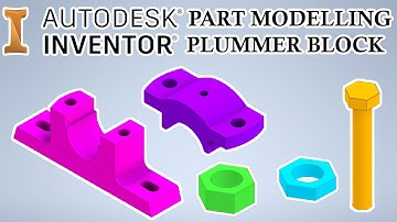 Plummer Block Part Modelling in Autodesk Inventor diagram step by step drawing | Tamil