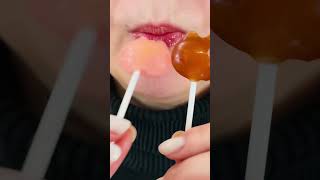 asmr TWO LOLLIPOPS WITH PEACH AND COFFEE eating sounds mukbang food