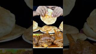 ASMR: Eating Puri And Paratha Eating Challenge 😍😋 With Mutton Curry and Chicken Curry Mukbang 🤤