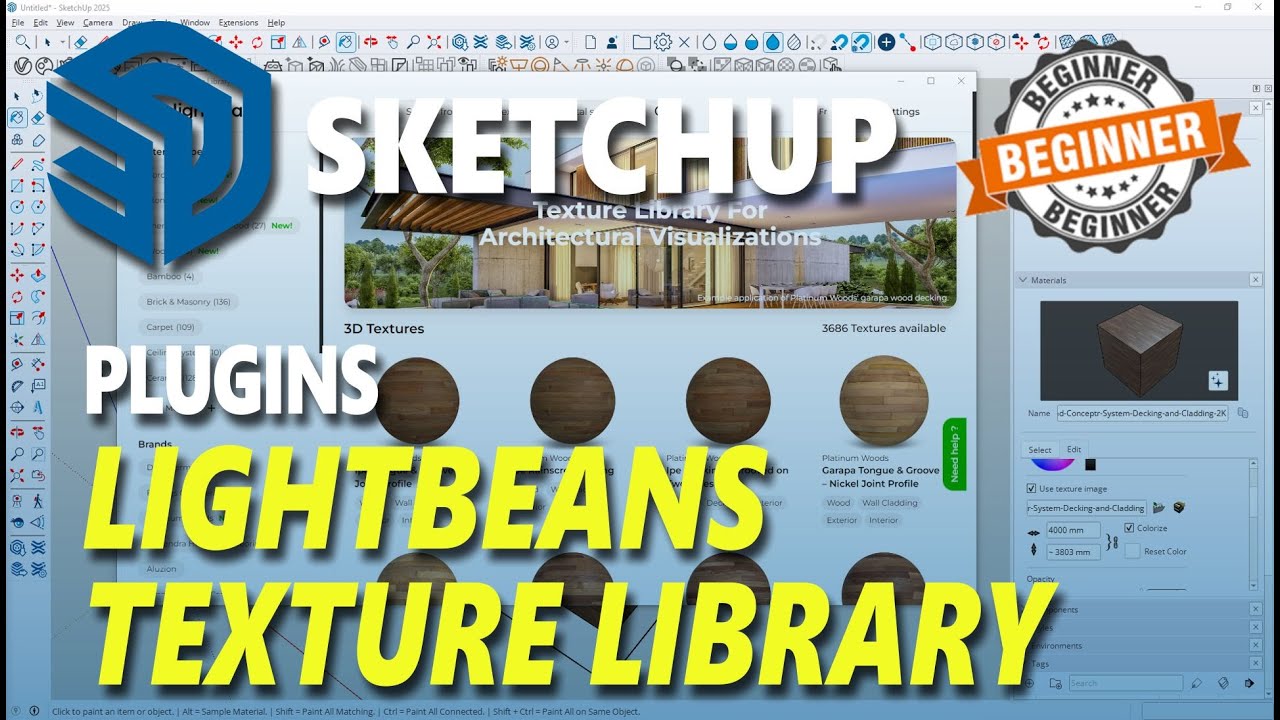 Бесплатный текстурный материал для Sketchup из плагина Lightbeans Texture Library.