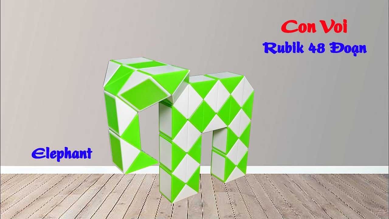 Xếp Rubik 48 đoạn thành Con  Voi | Fold 48 pieces of Rubik's cube into a elephant | Quân_KidsTV