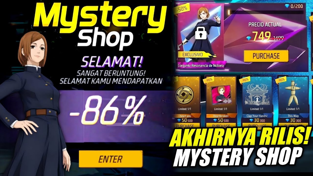 MYSTERY SHOP RILIS! 😱 BUNDLE NOBARA RILIS DI MYSTERY SHOP JJK & ANIMASI MALEVOLENT SHRINE FF