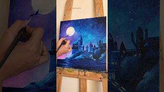 painting Hogwarts Castle #youtubeshorts #canvaspainting
