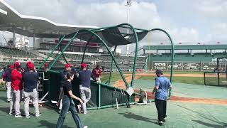 Boston Red Sox Prospect Miguel Bleis Takes Batting Practice At Jetblue Park