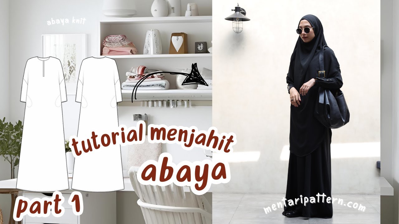 Tutorial menjahit abaya knit | Abaya knit sewing tutorial Part 1 - YouTube