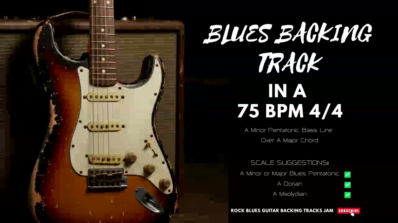 Blues Backing Track in A 75 BPM