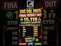 SSC CGL 2025 Final Result Out 🔥 15,118 Selected | #shorts #ssccgl2025 #ssccgl2025result
