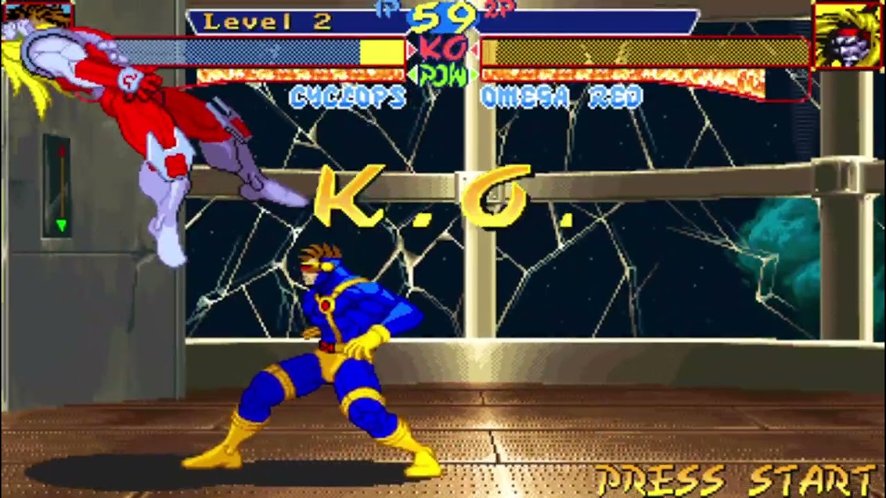 X-Men: Children Of The Atom (ARCADE) Cyclops Vs Omega Red