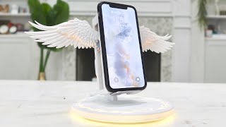 Wireless Phone Charger Fast Charging Charger with Angel Wings Night Light #Z 