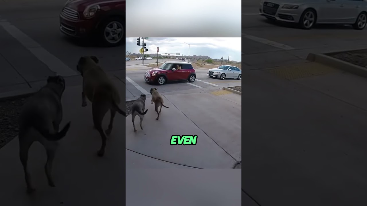 Dogs Loose Near Traffic Watch What  The Biker Does! 😱👀 Credit: @masface6