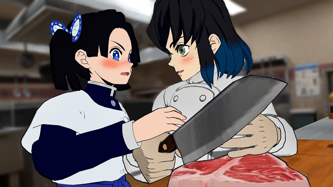 Inosuke leva Aoi para jantar em Demon Slayer VR