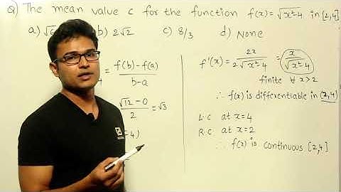 Maths | Calculus | Mean value theorems | Example 3 on mean value theorem | by ravindra babu ravula