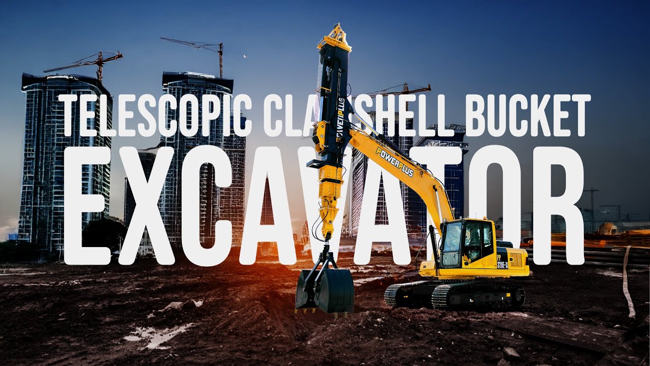 Telescoping Clam Shell POWERPLUS Telescopic Clamshell Excavator - YouTube