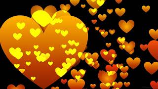 💛🧡 Yellow Orange Hearts Background | Sensory Video, Floating Heart Video with Black Backdrop 4K HD screenshot 2