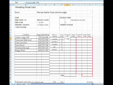 Hillwalking - Preparing a Route Card