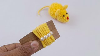 DIY Easy pom pom mouse 🐁|| woolen craft rat or mouse