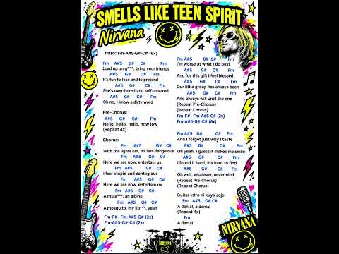Nirvana - Smells Like Teen Spirit • Acordes guitarra #guitar #nirvana @nirvana #smellsliketeensp