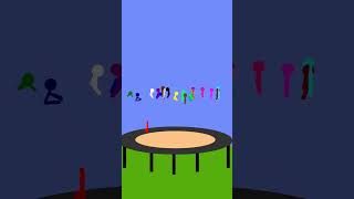 Stickman group having fun playing Trampoline