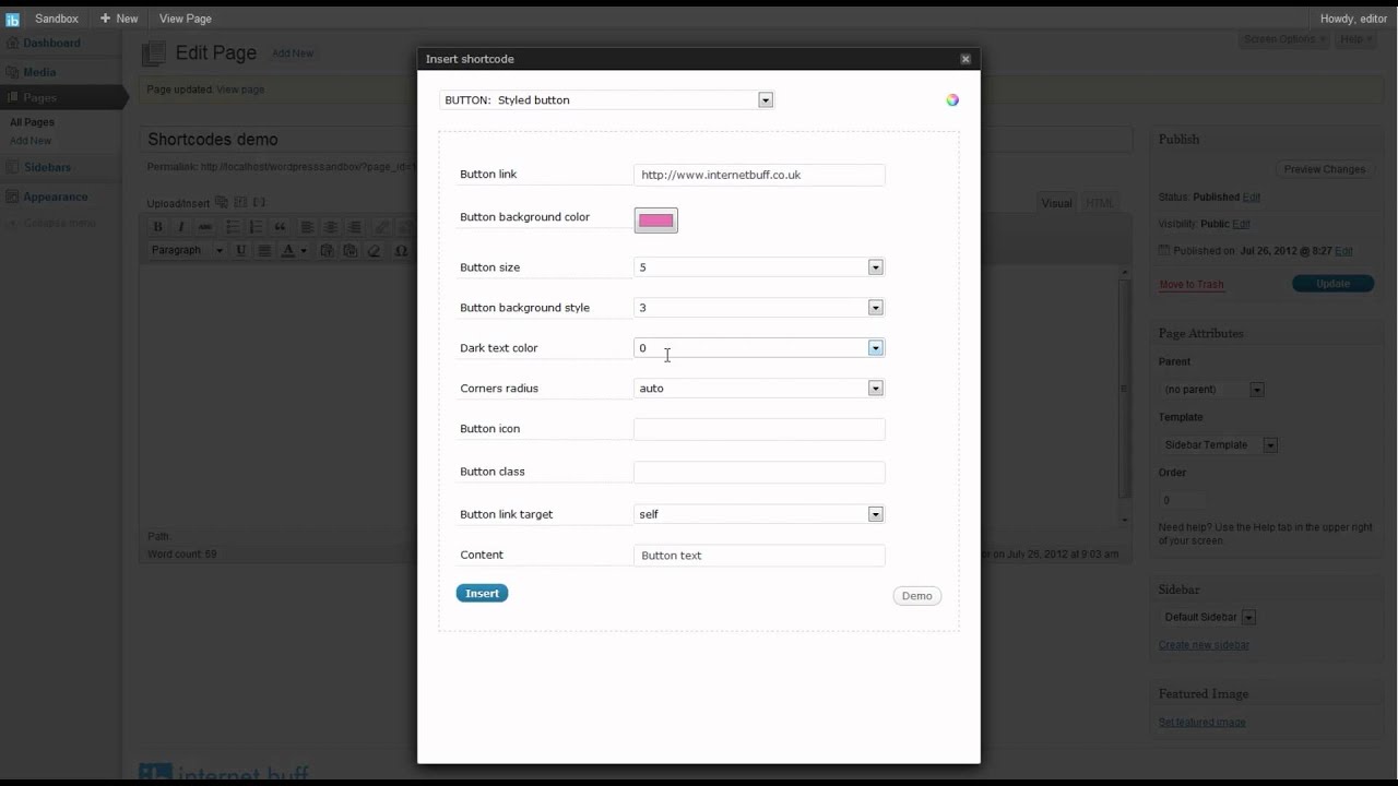 Wordpress CMS Tutorial - Add a button to your webpage - YouTube
