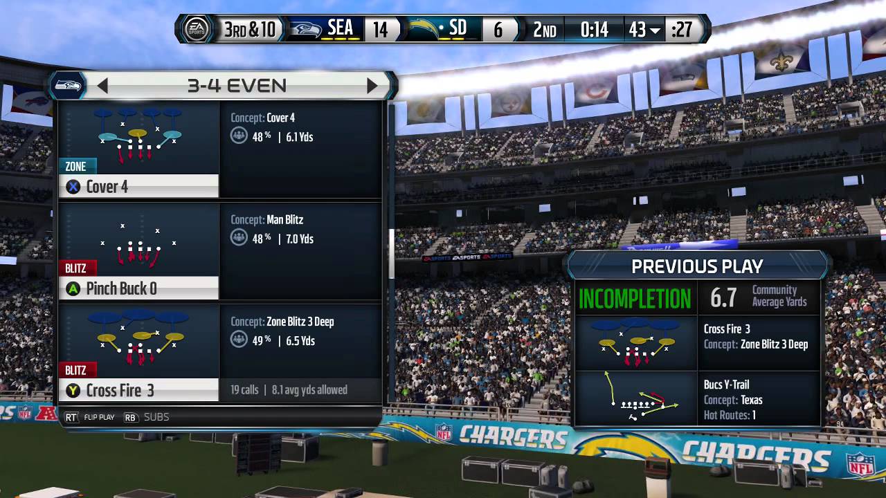 Madden 15 : Going For Top 100 | Full Ranked Match | Seahawks v Chargers