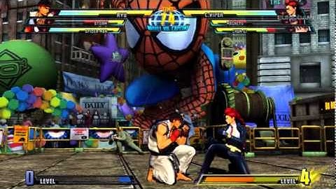 Marvel vs Capcom 3 C.Viper and Storm Gameplay - Daily Bugle Stage