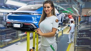 Porsche Autofabrik Produktionslinie von Anfang bis Ende Herstellung des Porsche Taycan, Deutschland