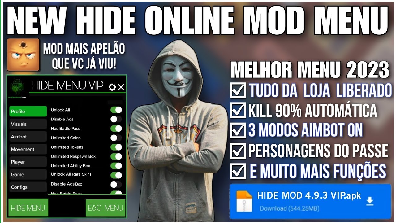 [ UPDATED] 😳HIDE ONLINE MOD MENU 👑Vip v4.9.3| PASSE GRÁTIS/AIMBOT/ MODO ...