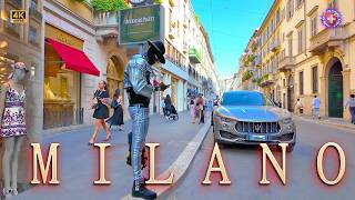 : MILAN ITALY  Montenapoleone & other Luxury Shopping street Walking tour 4K Atmosphere cafe people