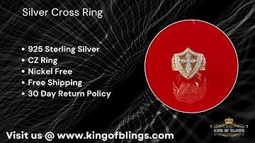 King of Bling’s 925 Sterling Yellow 0.92ct Cubic Zirconia Silver Shield Cross Men