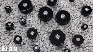 Black Obsidian Stone Plugs With Cz Inlays Urbanbodyjewelry