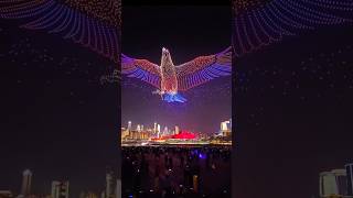 😱 This massive drone light show in China🤯! ⛩️✨#drone #droneshot #dronevideo #درون
