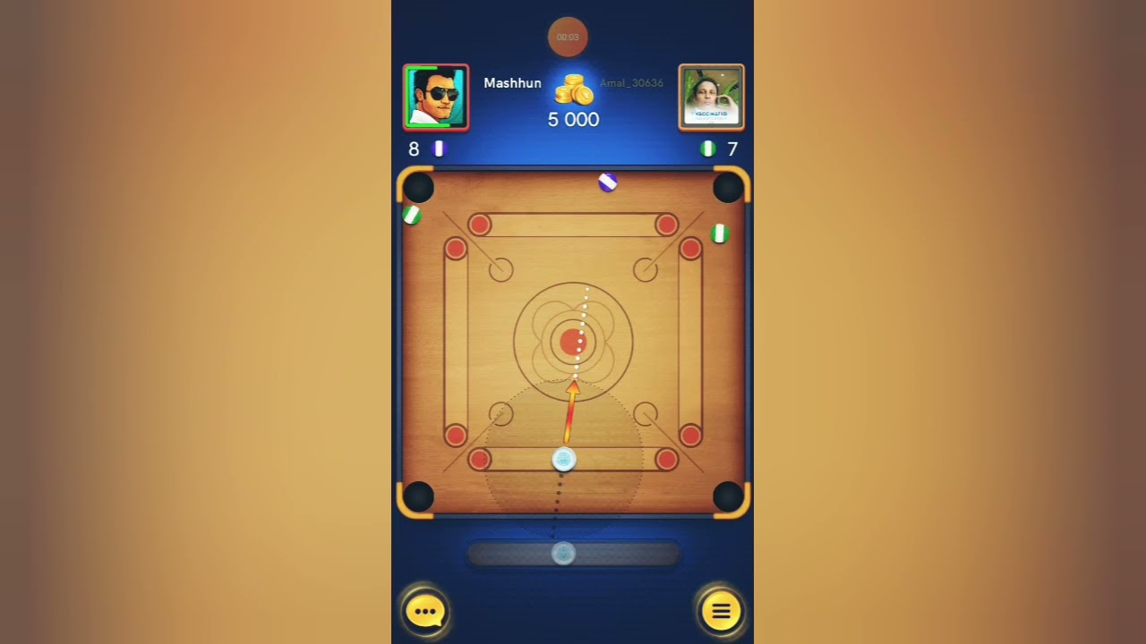 Hard shot of carrom pool!!! with indirect