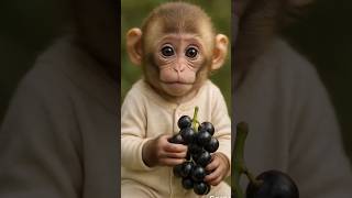 🪺🪹Baby Monkey Puffs Up His Cheeks with Grapes part111