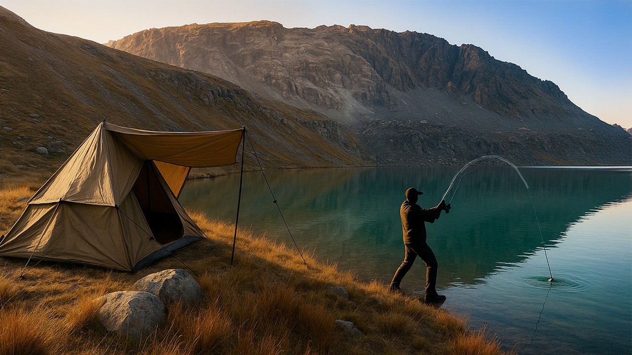 Solo Camping and Fishing at a Remote Mountain Lake | Catch & Cook