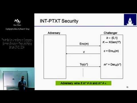 Winter School on Cryptography Symmetric Encryption: Definitions, Modes and MACs - Kenny Paterson