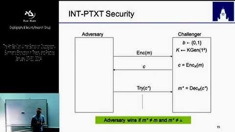 Winter School on Cryptography Symmetric Encryption: Definitions, Modes and MACs - Kenny Paterson