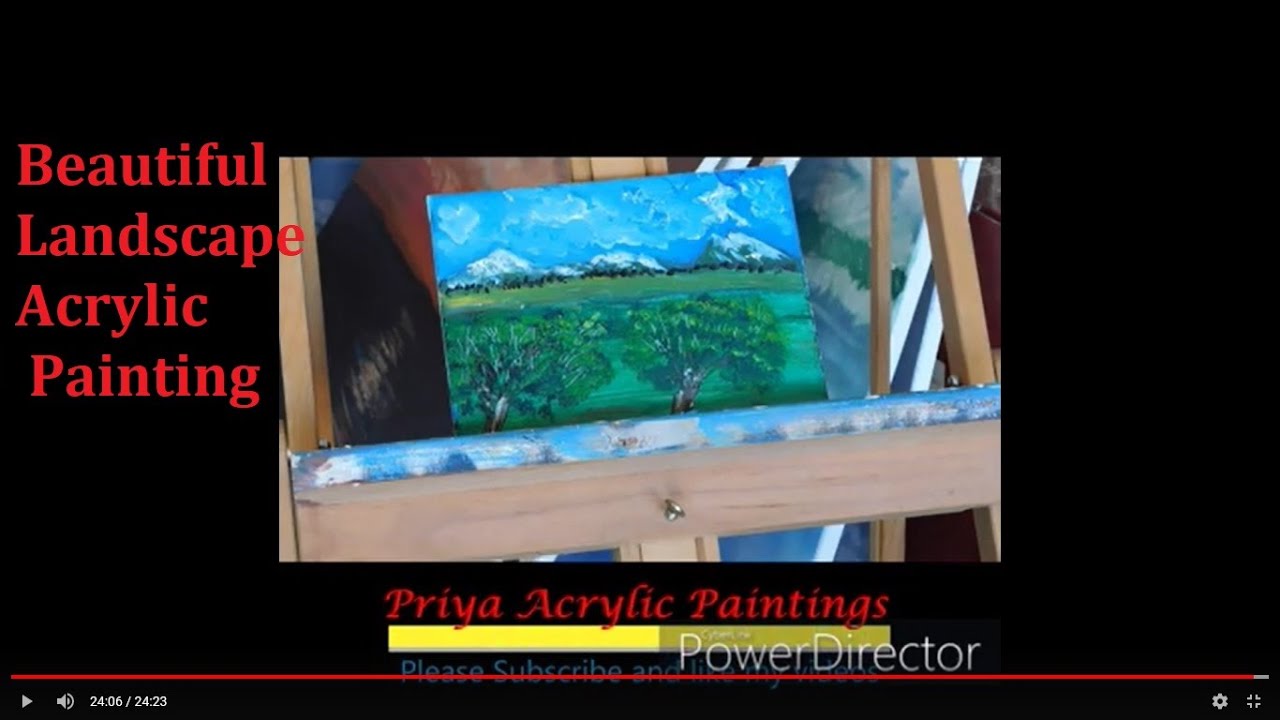 Painting beautiful landscape using Acrylic - YouTube